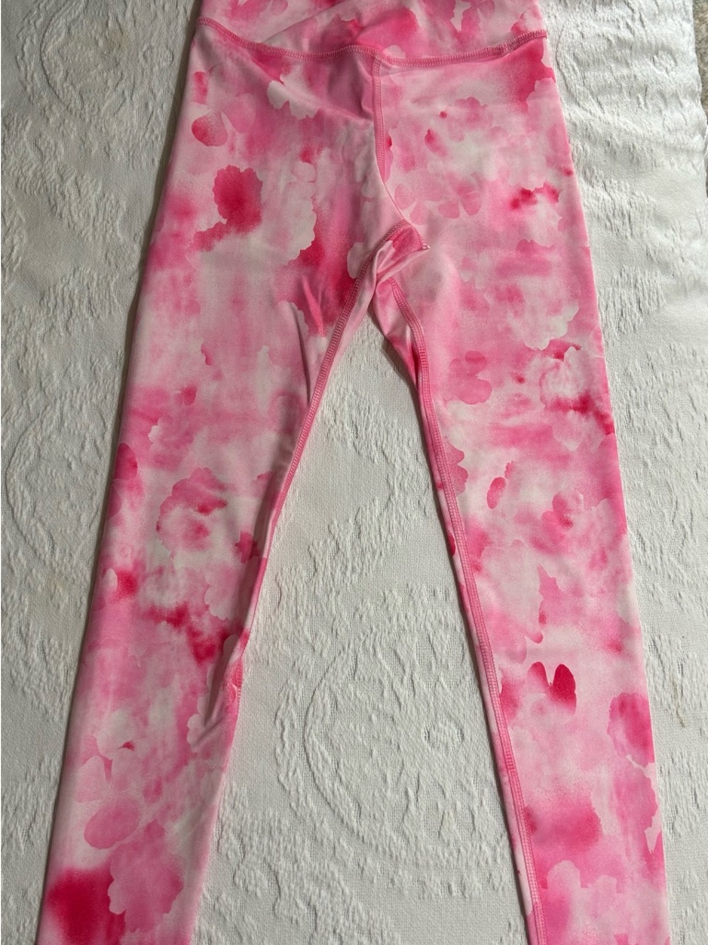 Girls' Pink Watercolor Print Leggings